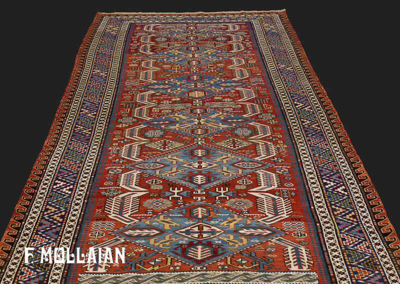 Kilim Sumak Antico Caucasico a fondo Rosso n°:83489748